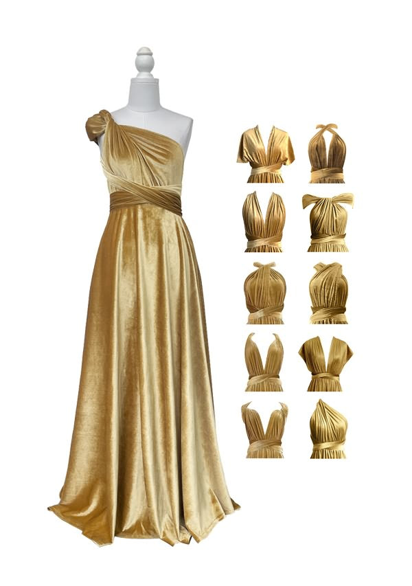 72styles Gold Velvet Multiway Convertible Infinity Dress