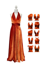 72styles Orange Velvet Multiway Convertible Infinity Dress