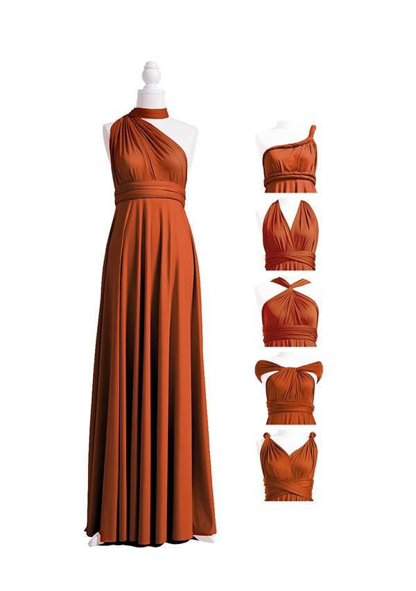 Burnt Orange Multiway Convertible Infinity Dress - 72Styles