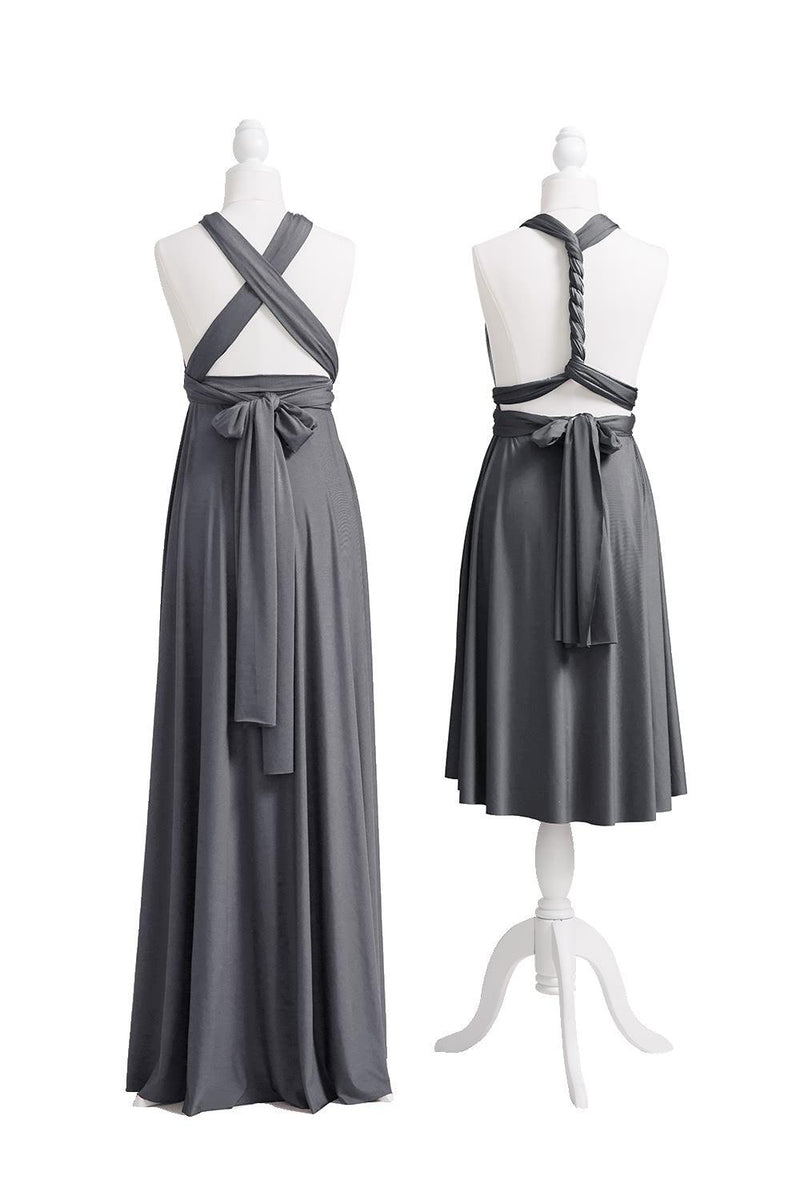 Charcoal Grey Multiway Convertible Infinity Dress - 72Styles