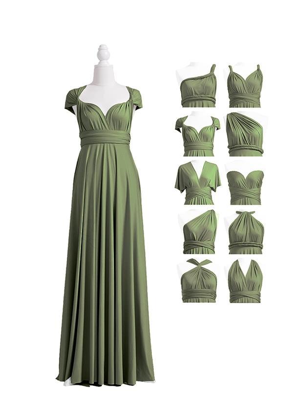 Olive Green Multiway Convertible Infinity Dress - 72Styles