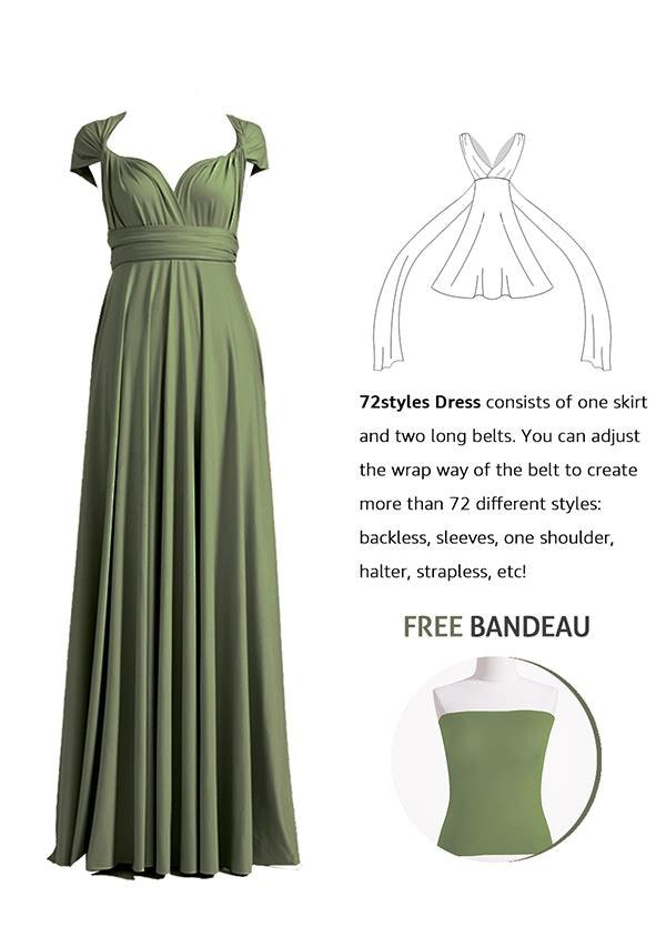 Olive Green Multiway Convertible Infinity Dress - 72Styles